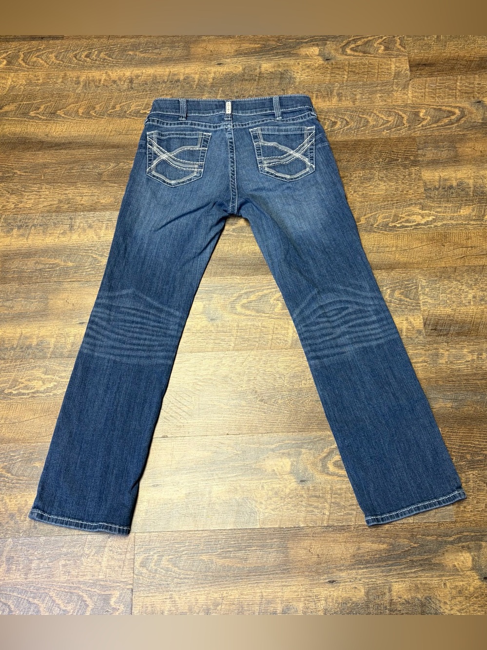 Ariat R.E.A.L. Straight Leg Jeans Womens 32R Stretch Mid Rise Western Stitch